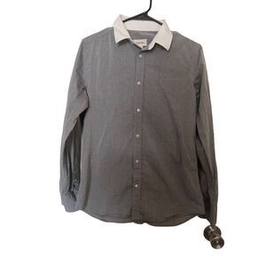 Diesel Mens Gray & White Long Sleeve Collared Cotton Buttons Up Shirt Size S